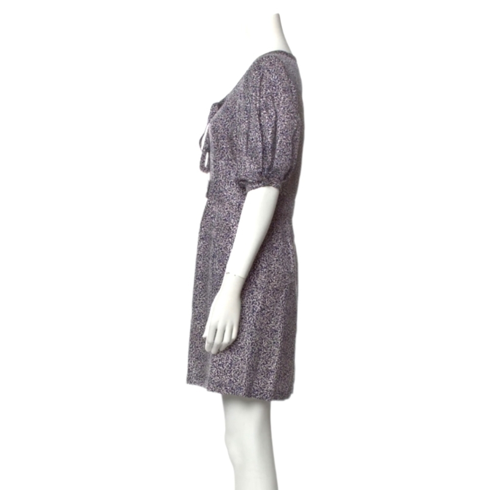 Balenciaga Blue & White Silk Floral Boho Puff Sleeve Dress - Picture 2 of 8